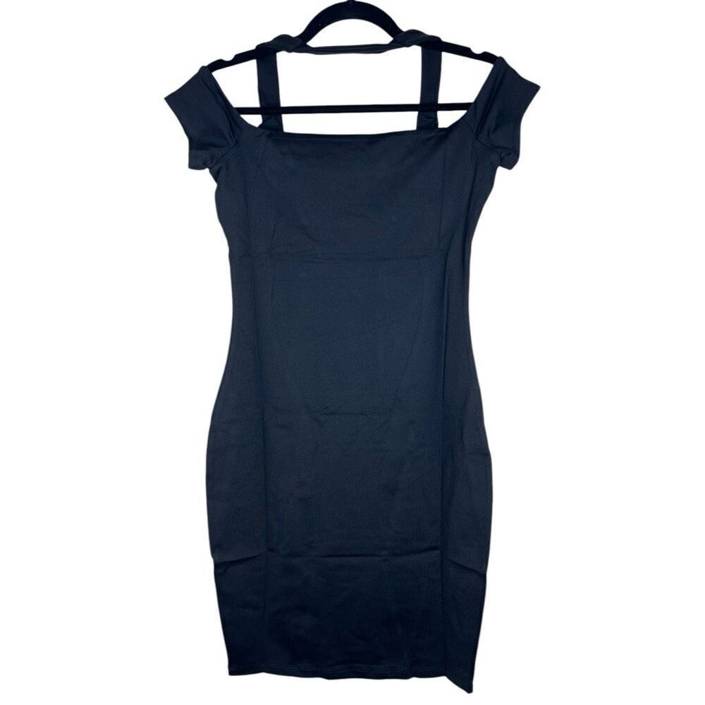 NEW Susana Monaco Halter Off The Shoulder Mini Dress in Black Medium - Picture 7 of 7